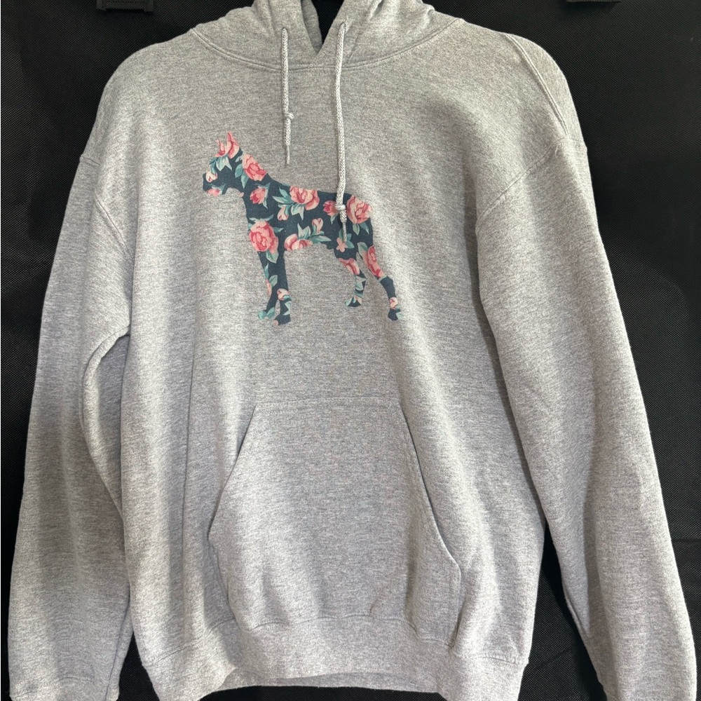 Floral Graphic Gray Hoodie